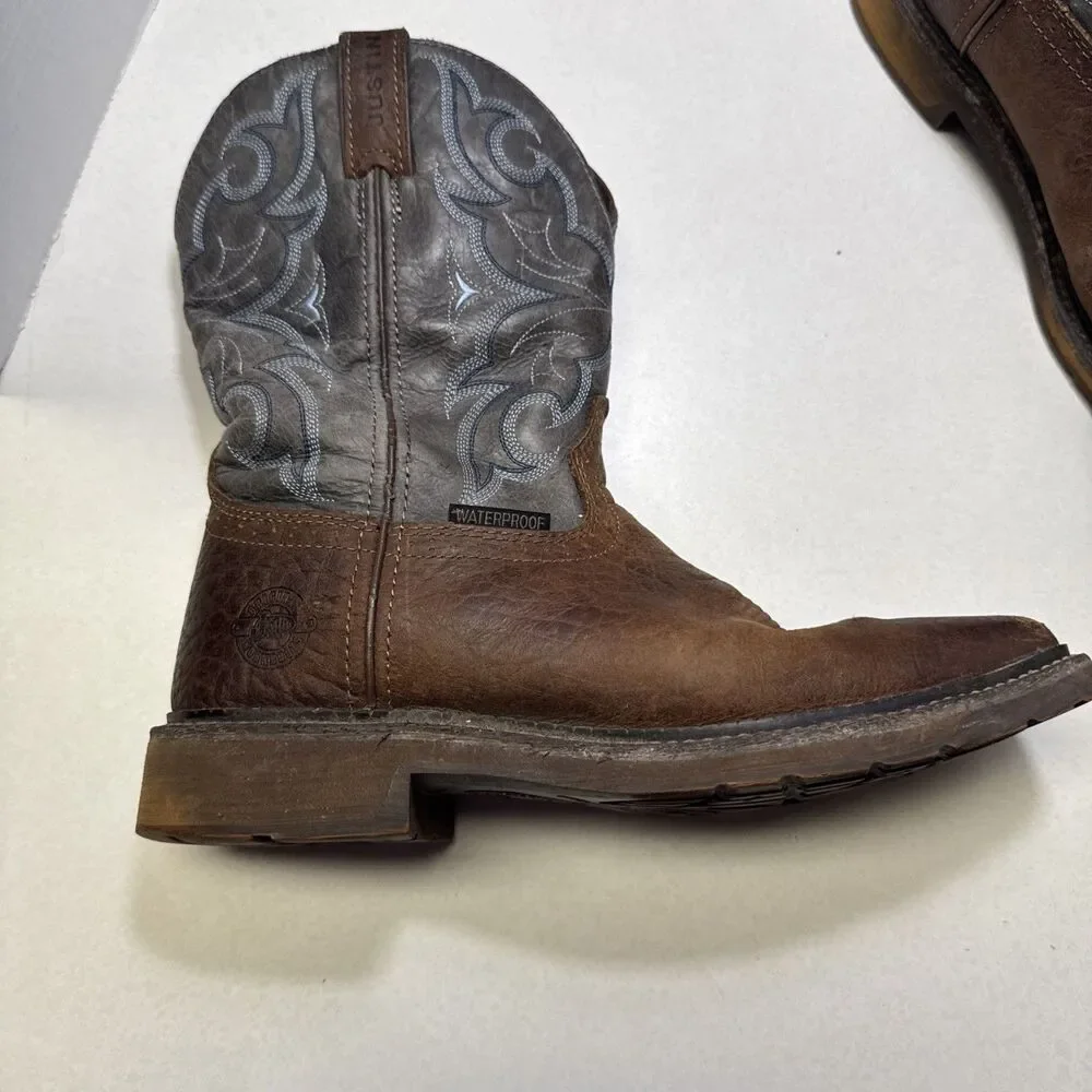 Justin Amarillo WP Work Boots Slate Brown Leather WK4312 Size 10EE